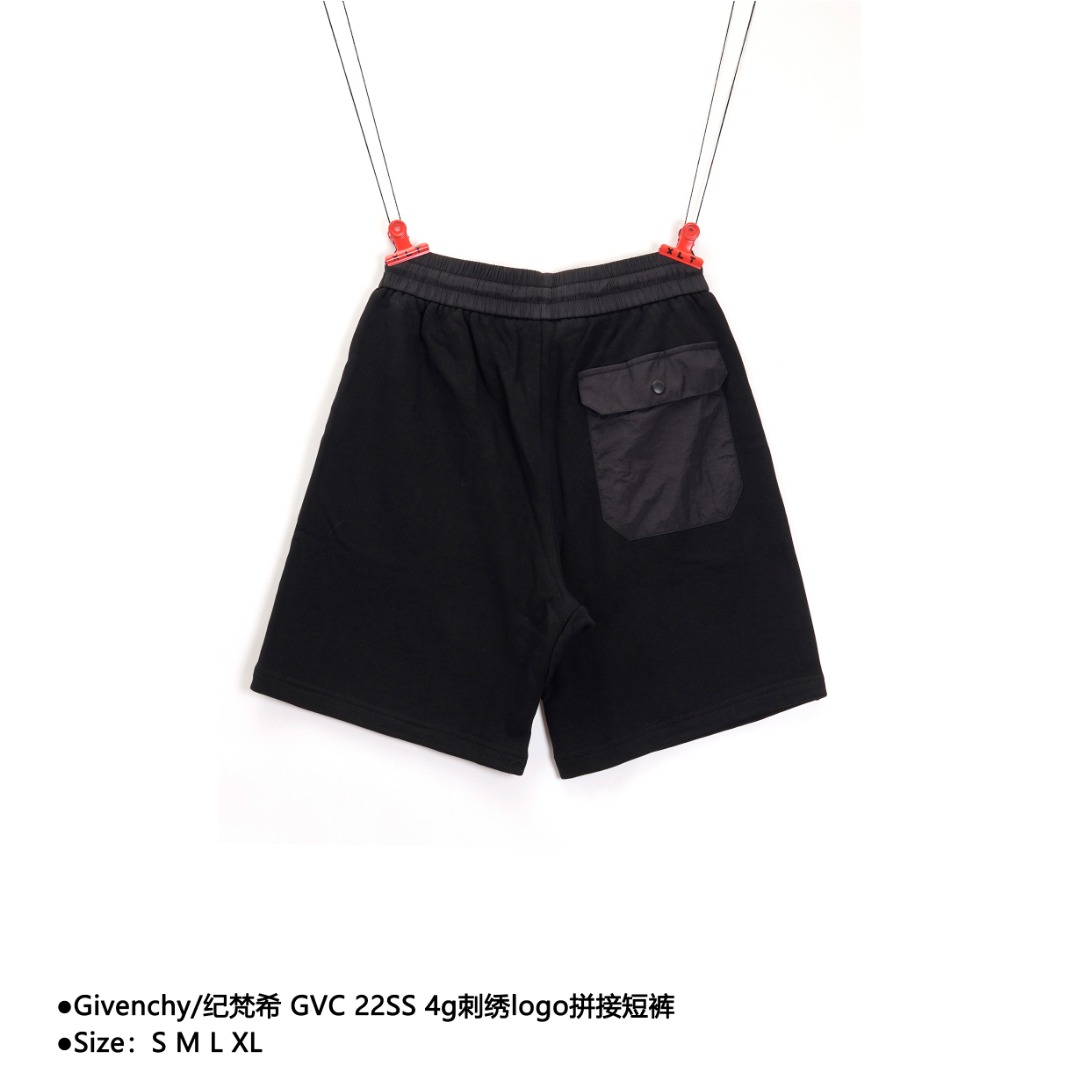 200 Givenchy/纪梵希 GVC 22SS 4g刺绣logo拼接短裤 D-560560203018