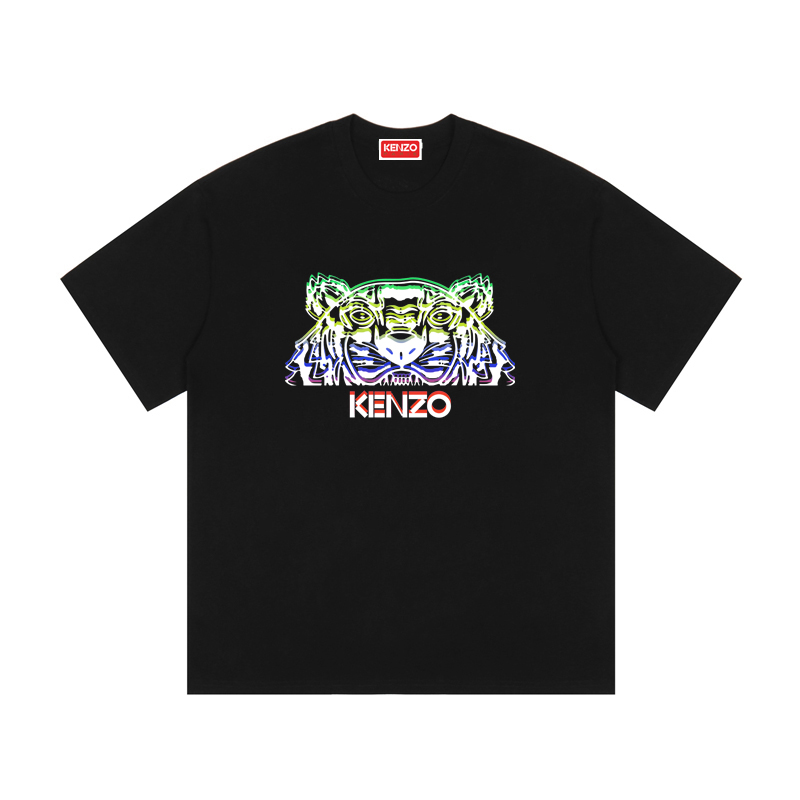 Camiseta de manga corta de cuello redondo con estampado de cabeza de tigre KENZO, nueva primavera temprana 20, logo 3D …