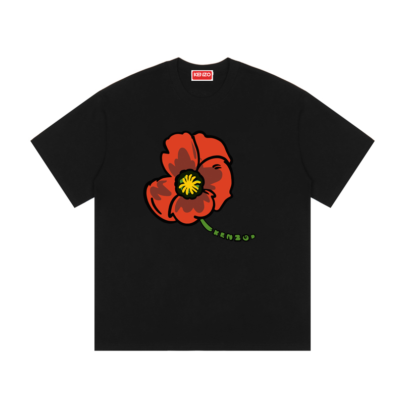 Camiseta de manga corta del equipo universitario de la jungla 'BOKE FLOWER' con logo de flor grande en el pecho de Taka…