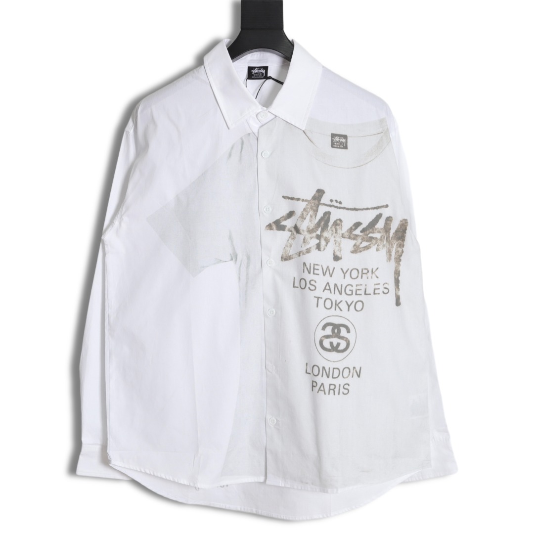 260 Stussy 斯图西世界巡游数码印花长袖衬衫