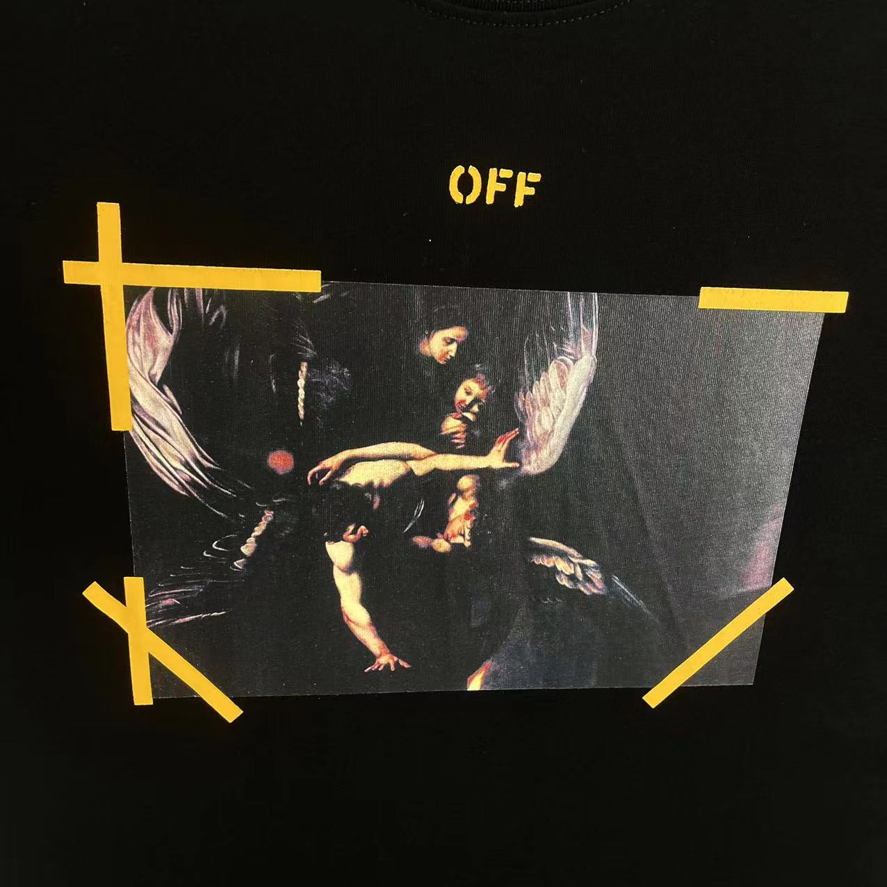 170 高版本OFF-WHITE 卡拉瓦乔 圣母油画箭头短袖T恤