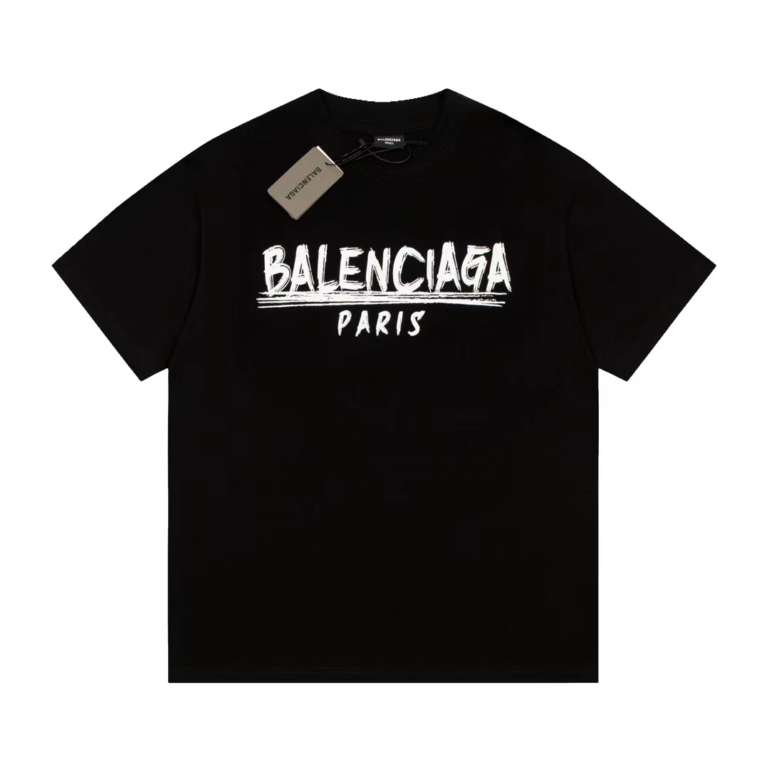 Balenciaga Copy
 Clothing T-Shirt Doodle White Printing Combed Cotton Short Sleeve
