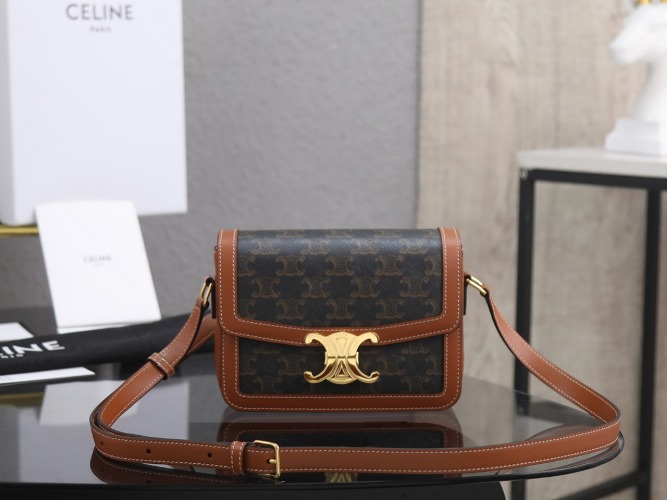 Celine Teen Triomphe Bag in Satinated Calfskin with Triomphe Closure 1 Celine Teen Triomphe Bag in Satinated Calfskin with Triomphe Closure