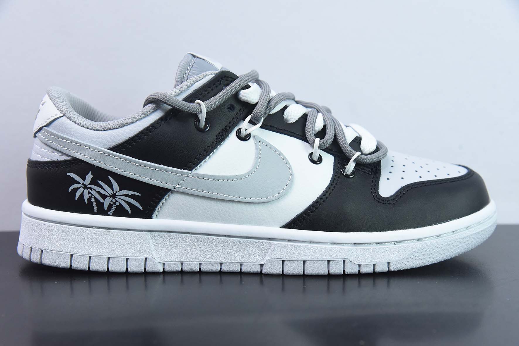Nike Dunk Low SB 低帮滑板鞋/白灰黑 绑带 定制版