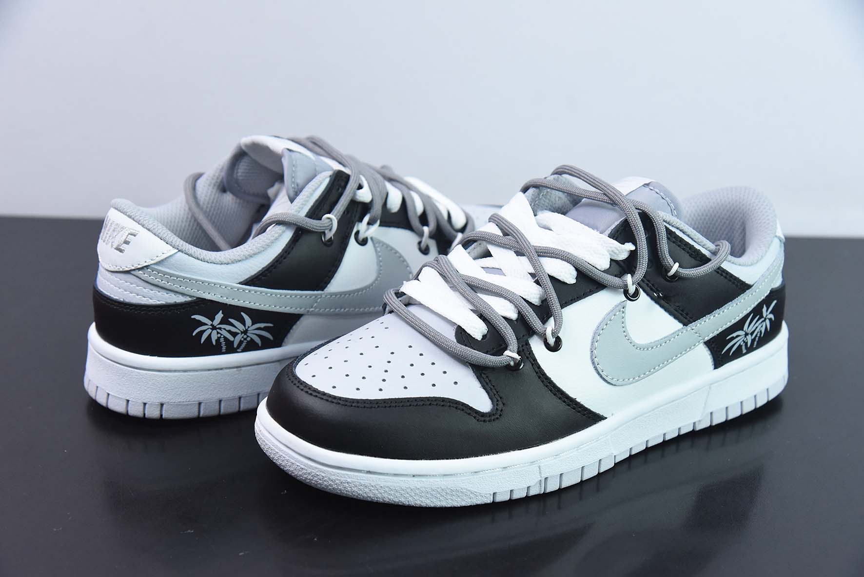 Nike Dunk Low SB 低帮滑板鞋/白灰黑 绑带 定制版