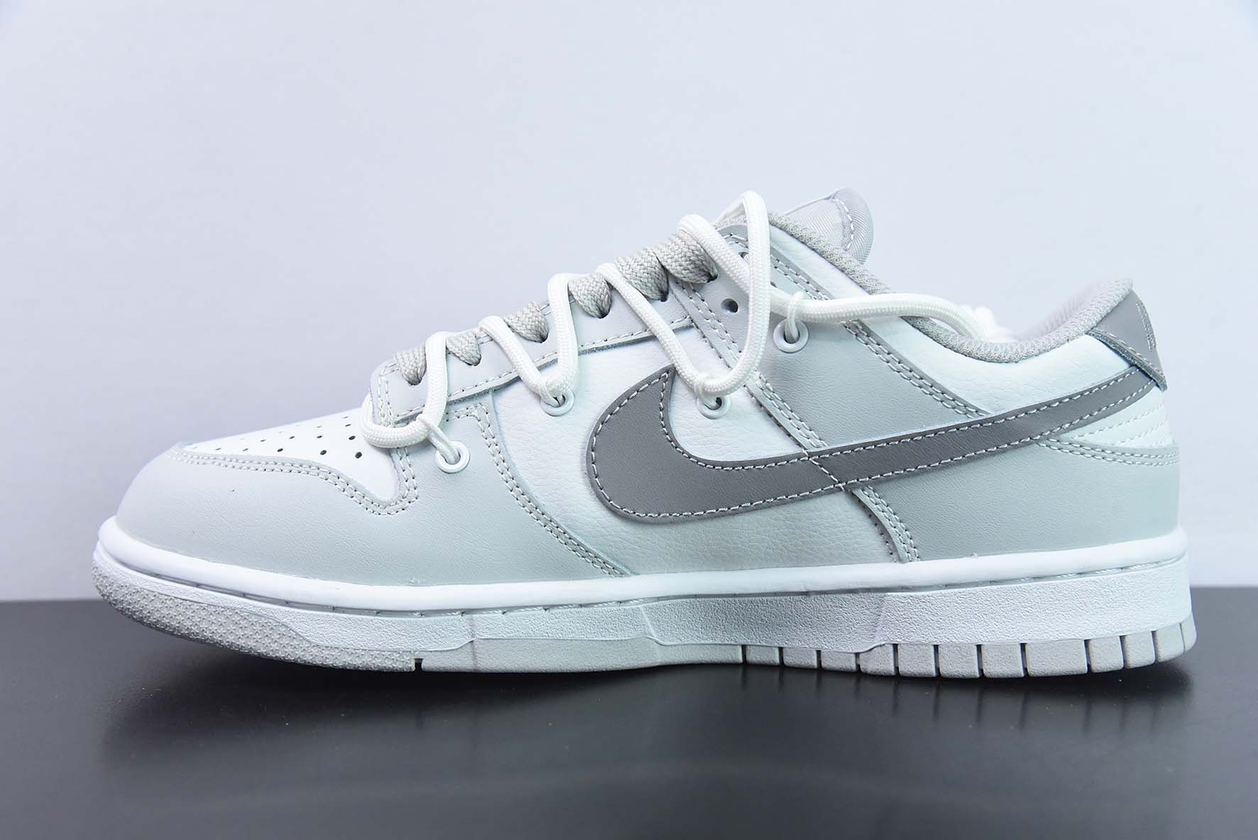 Nike Dunk Low SB 低帮滑板鞋/白灰 绑带 定制版