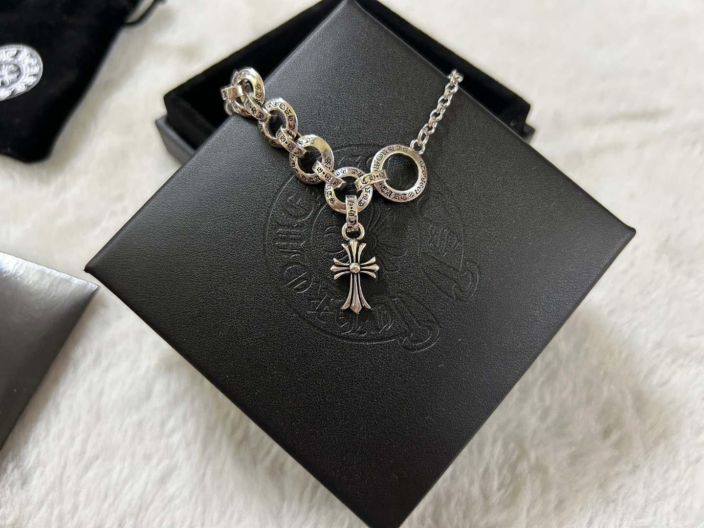 Chrome Hearts chrome herats 克罗心 环环相扣十字架手链 长度：18-20-22CM