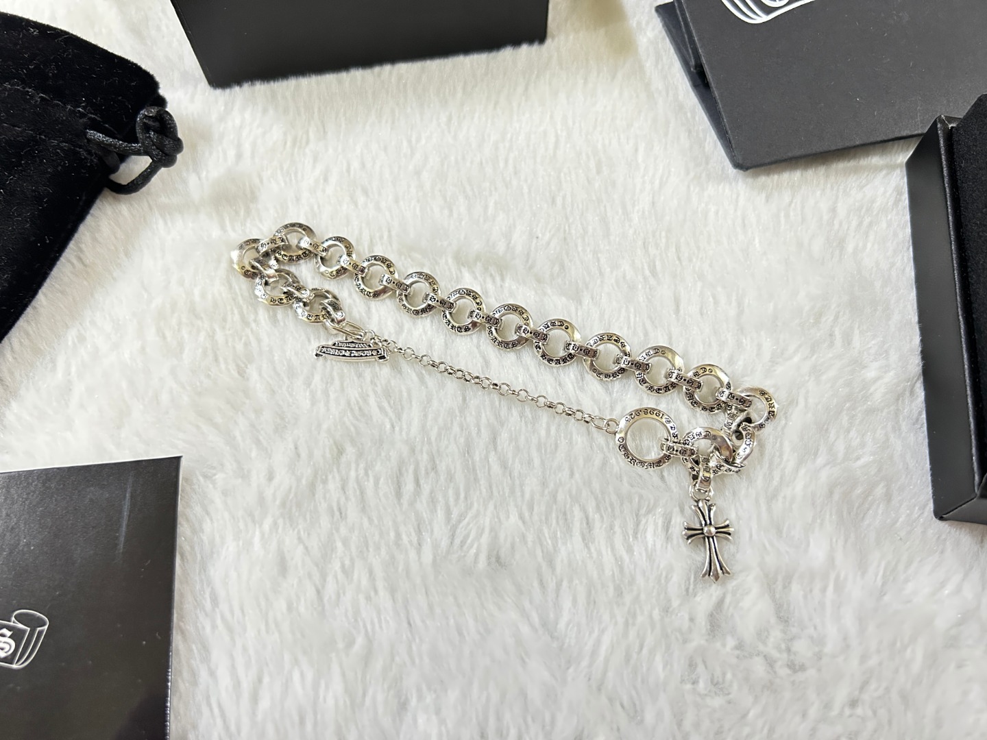 Chrome Hearts chrome herats 克罗心 环环相扣十字架手链 长度：18-20-22CM