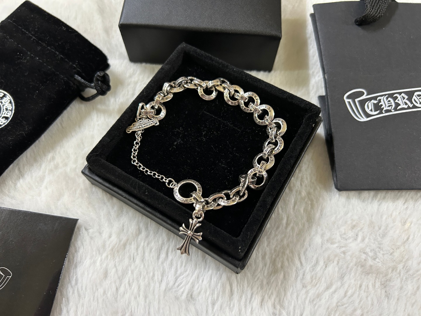 Chrome Hearts chrome herats 克罗心 环环相扣十字架手链 长度：18-20-22CM
