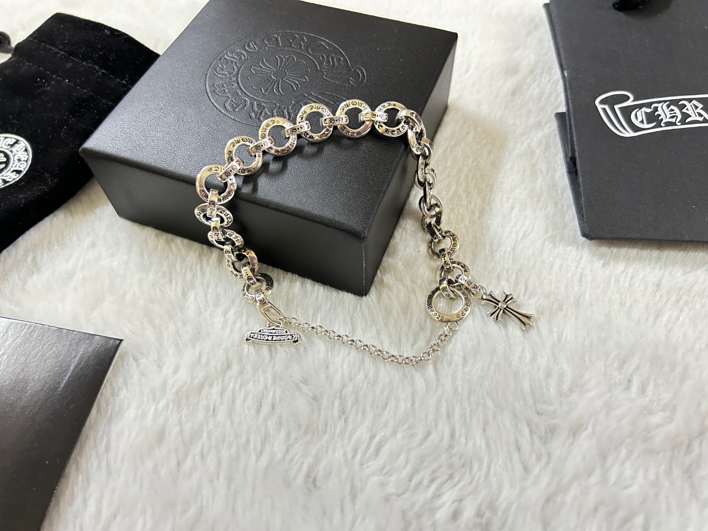 Chrome Hearts chrome herats 克罗心 环环相扣十字架手链 长度：18-20-22CM