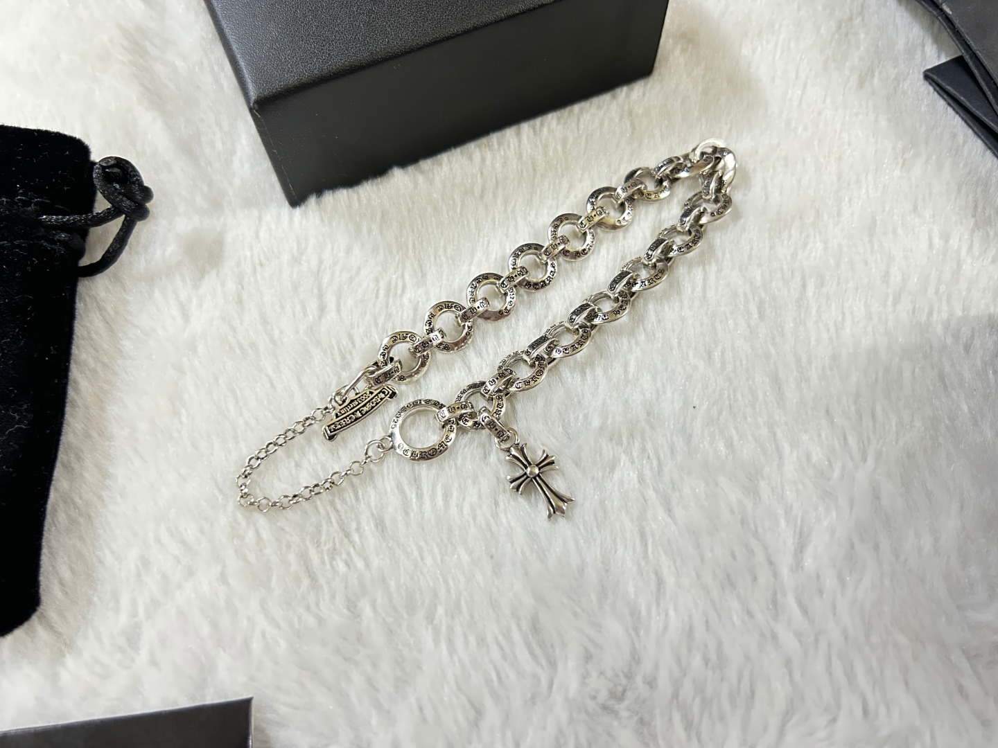 Chrome Hearts chrome herats 克罗心 环环相扣十字架手链 长度：18-20-22CM