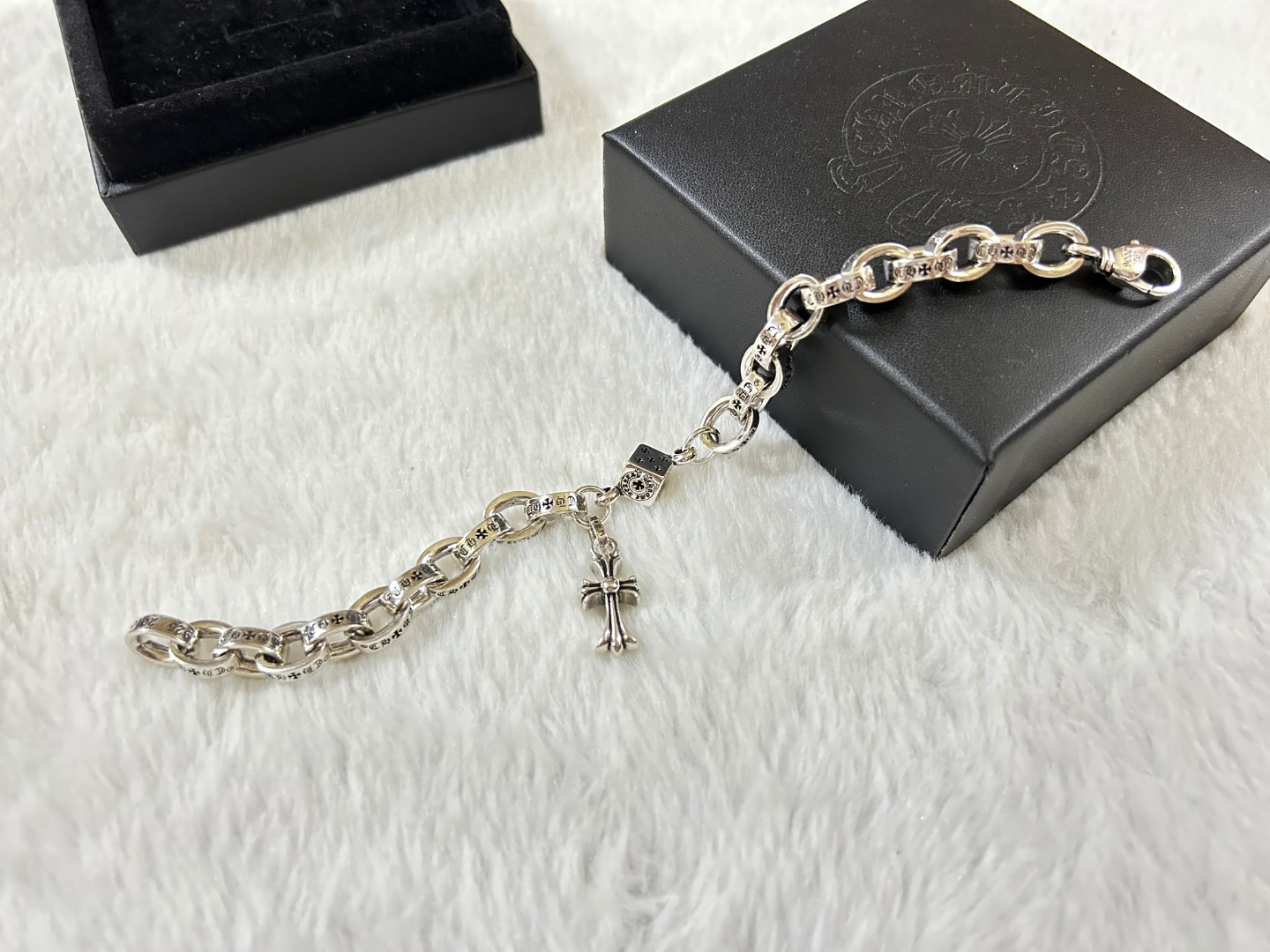 Chrome Hearts chrome herats 克罗心 椭圆环字母十字架手链 长度：18-20-22厘米