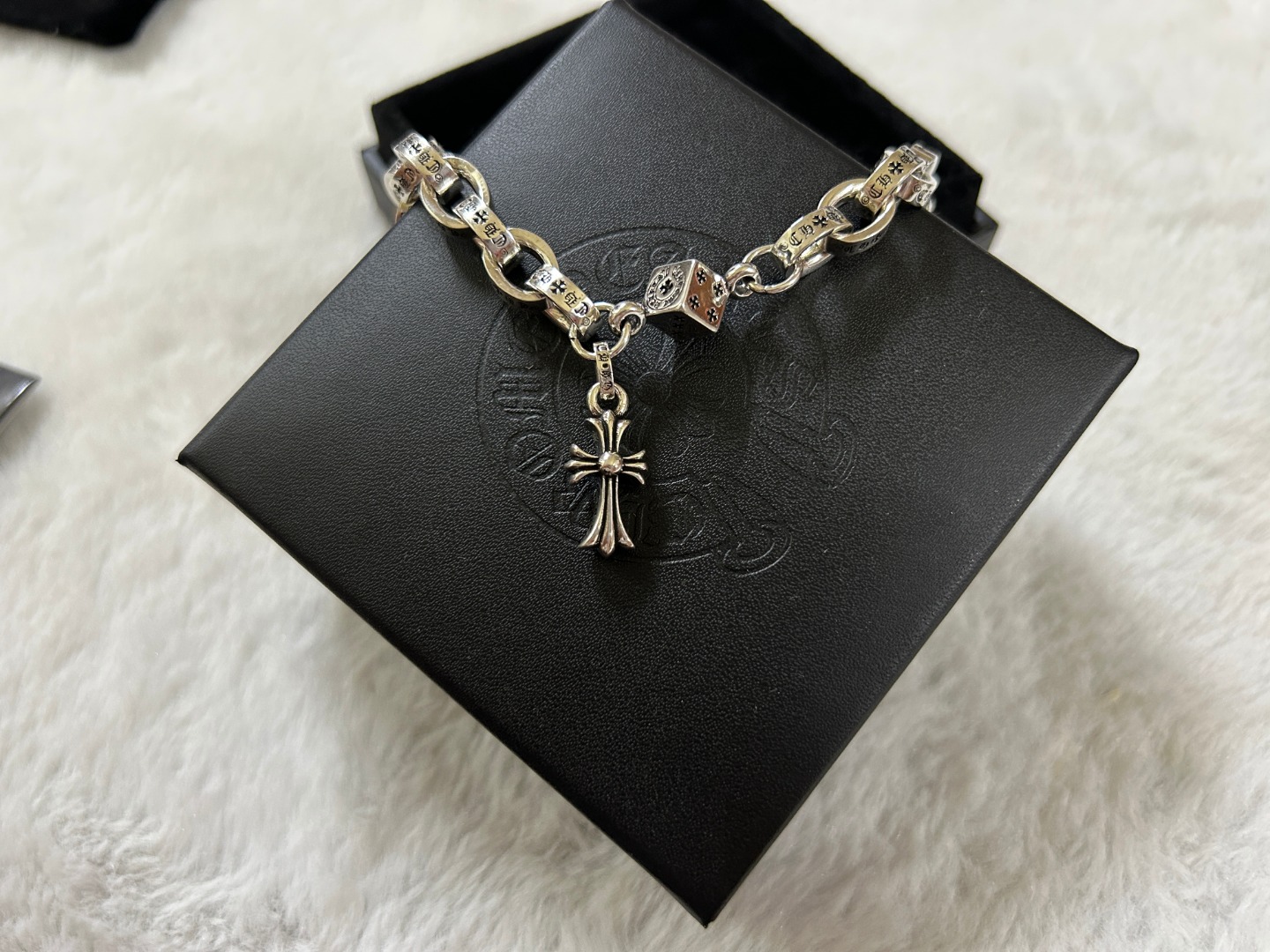 Chrome Hearts chrome herats 克罗心 椭圆环字母十字架手链 长度：18-20-22厘米