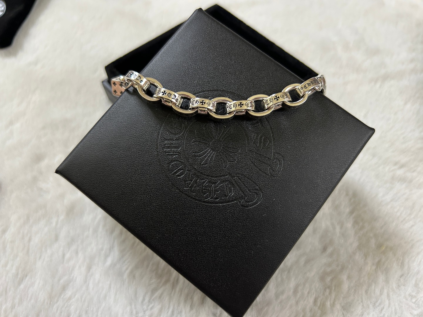 Chrome Hearts chrome herats 克罗心 椭圆环字母十字架手链 长度：18-20-22厘米