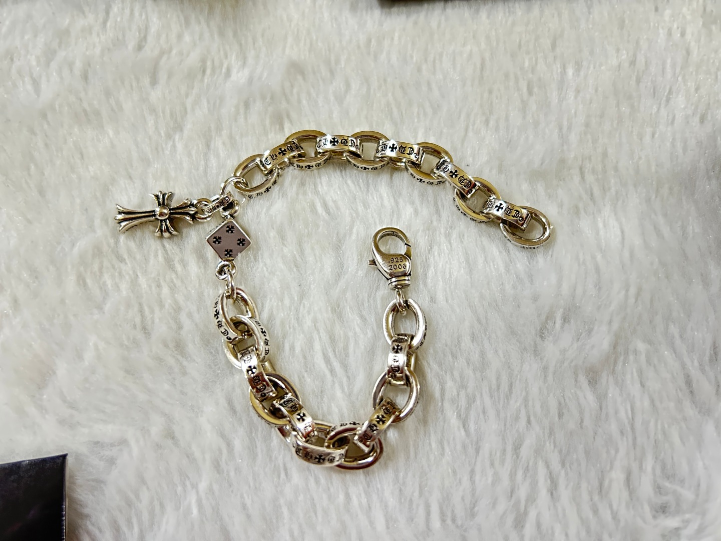 Chrome Hearts chrome herats 克罗心 椭圆环字母十字架手链 长度：18-20-22厘米