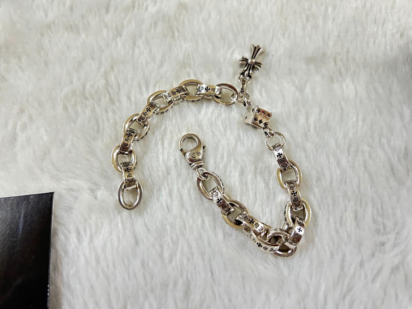 Chrome Hearts chrome herats 克罗心 椭圆环字母十字架手链 长度：18-20-22厘米