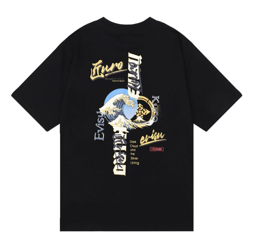 150 EVISU 福神官网同步Kuro海浪烫金印花短袖