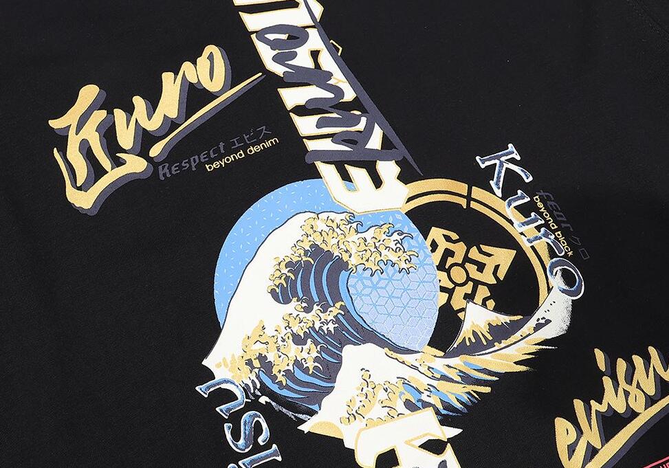 150 EVISU 福神官网同步Kuro海浪烫金印花短袖