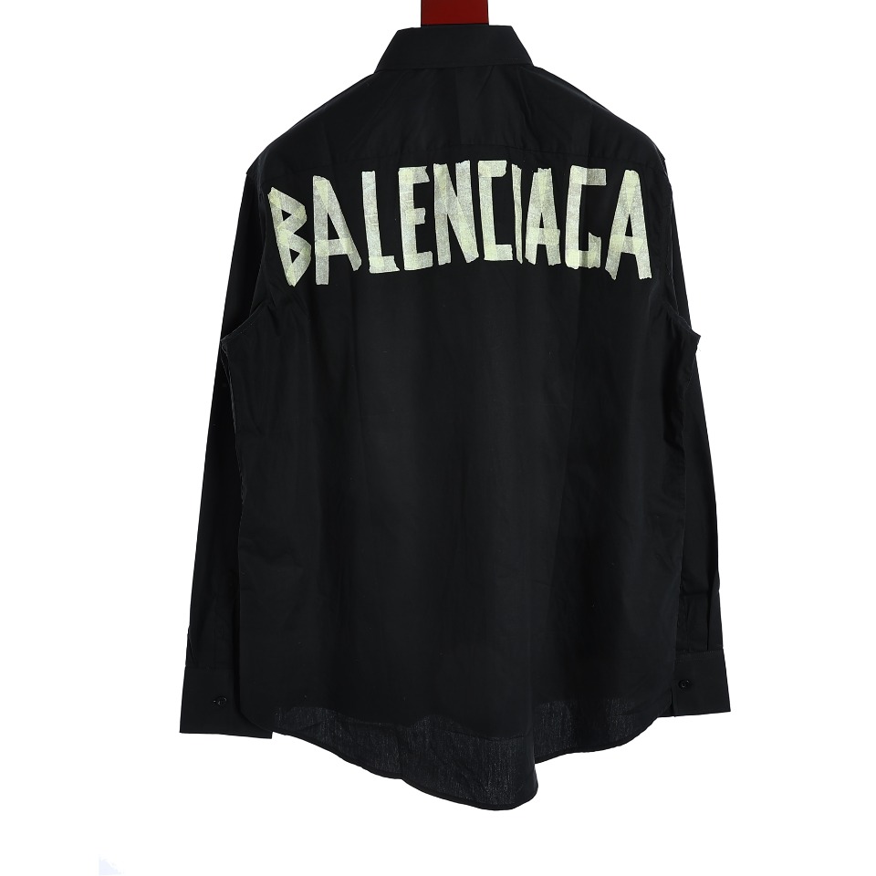 240 Balenciaga/巴黎世家BLCG 23SS黄胶带胶条长袖衬衫