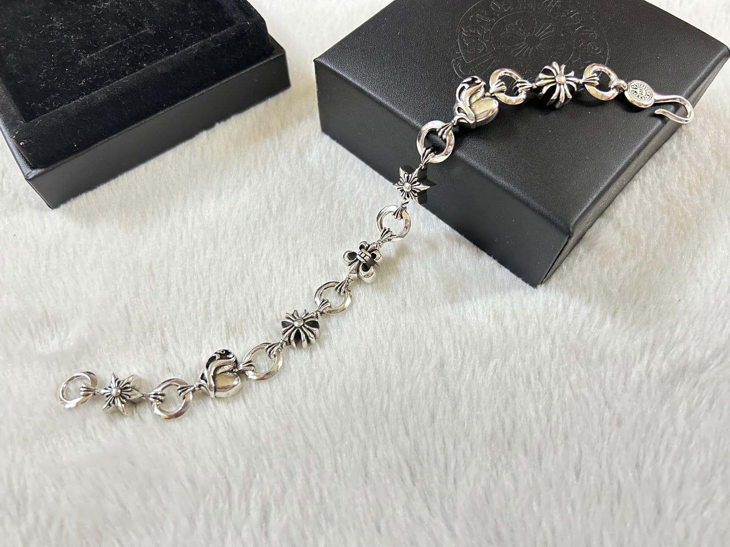 Chrome Hearts chrome herats 克罗心 心形十字花船锚手链 长度：18-20厘米