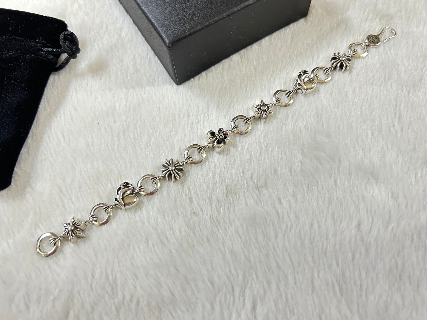 Chrome Hearts chrome herats 克罗心 心形十字花船锚手链 长度：18-20厘米