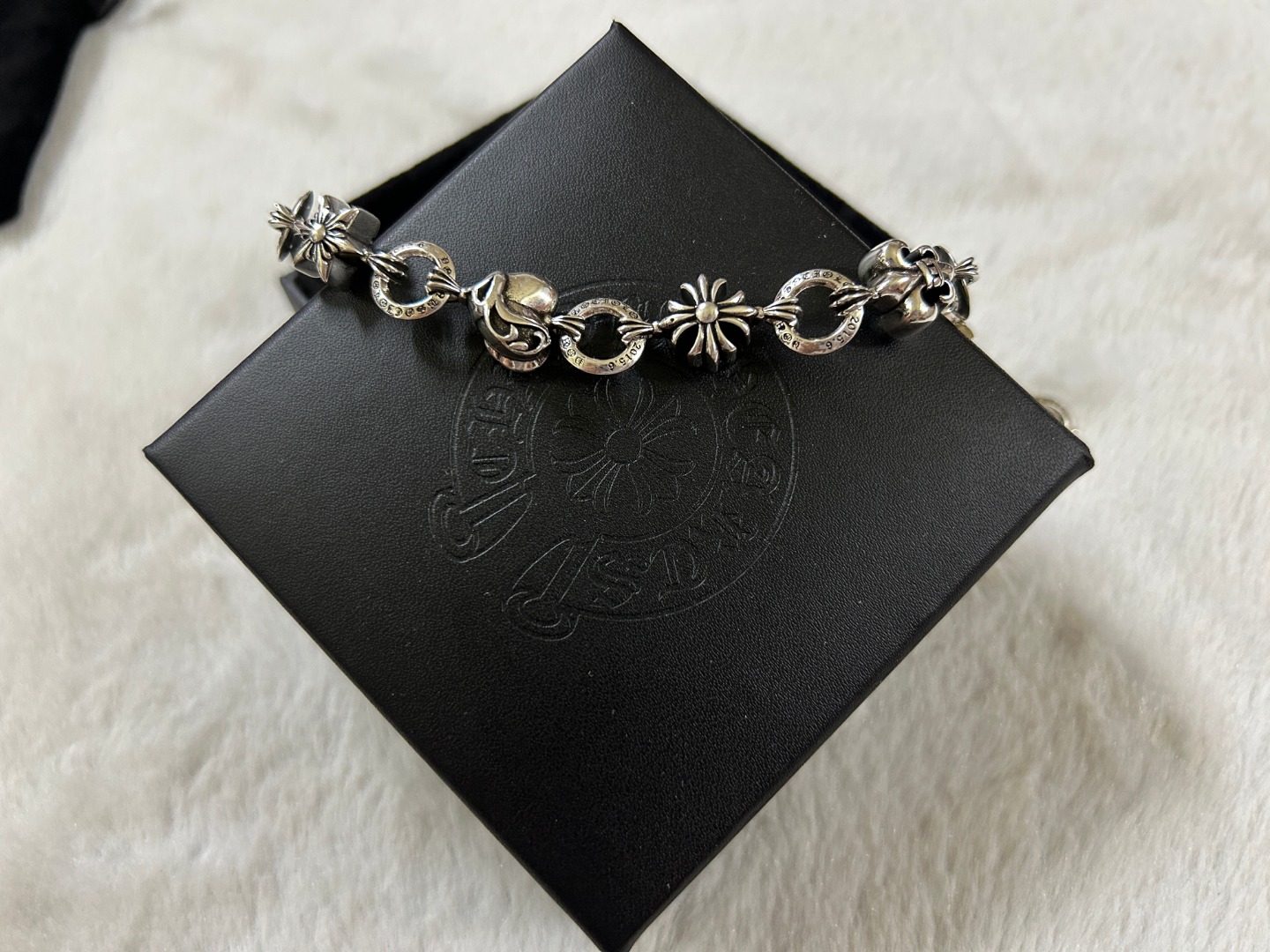 Chrome Hearts chrome herats 克罗心 心形十字花船锚手链 长度：18-20厘米