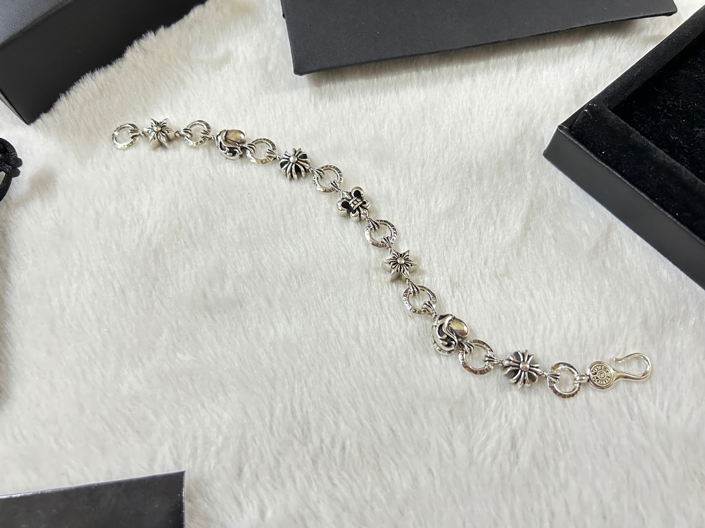 Chrome Hearts chrome herats 克罗心 心形十字花船锚手链 长度：18-20厘米