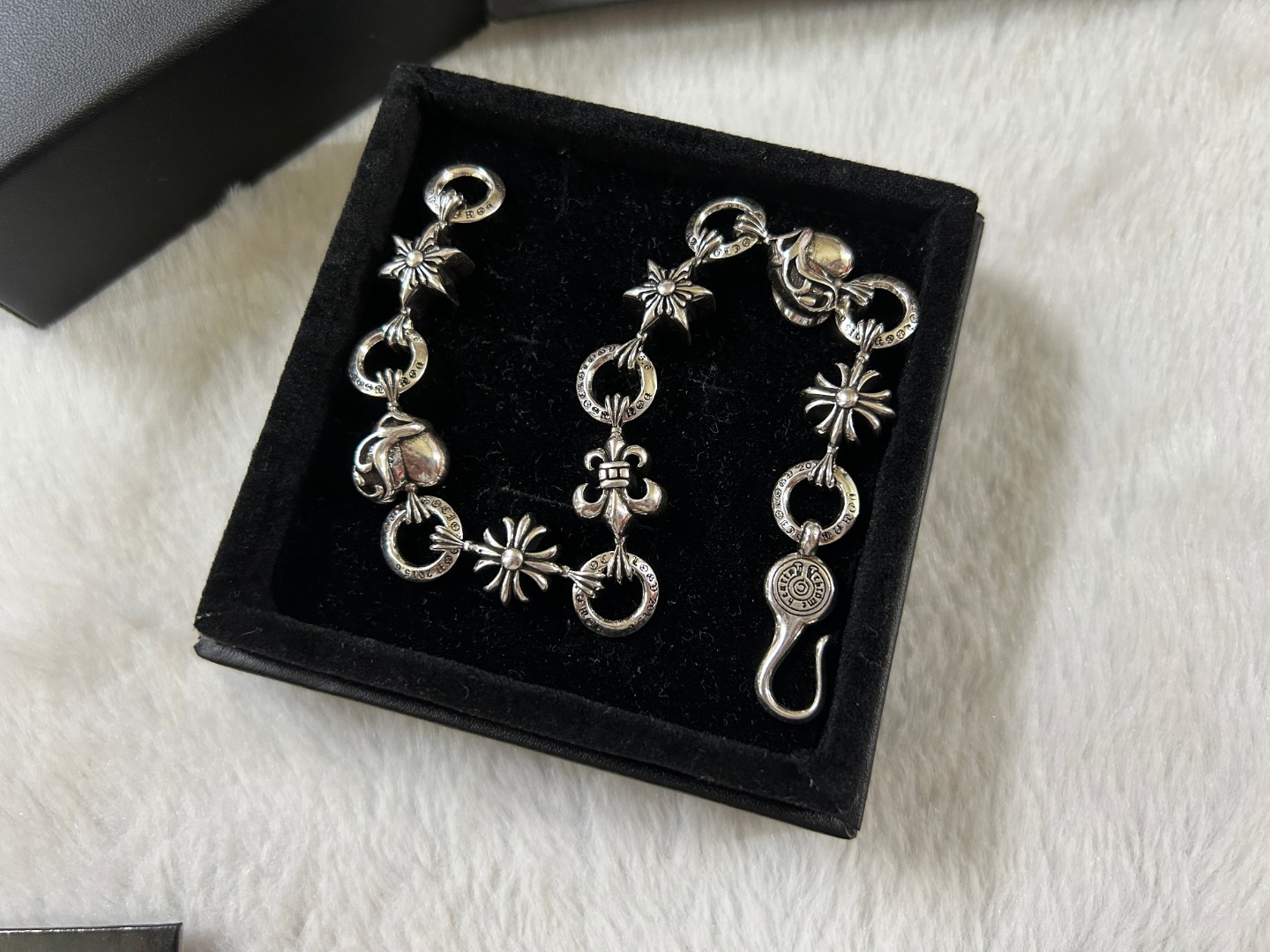 Chrome Hearts chrome herats 克罗心 心形十字花船锚手链 长度：18-20厘米