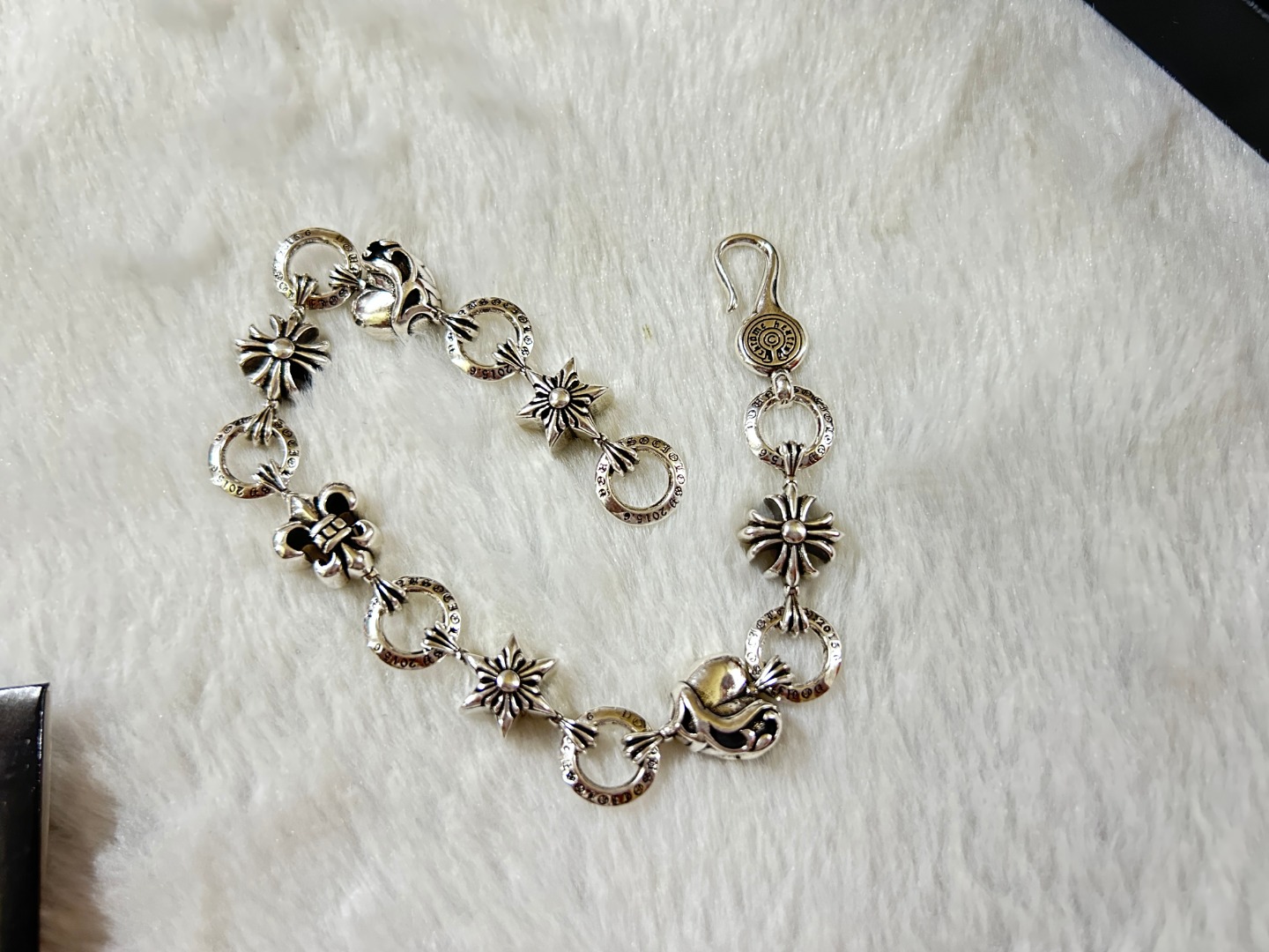 Chrome Hearts chrome herats 克罗心 心形十字花船锚手链 长度：18-20厘米