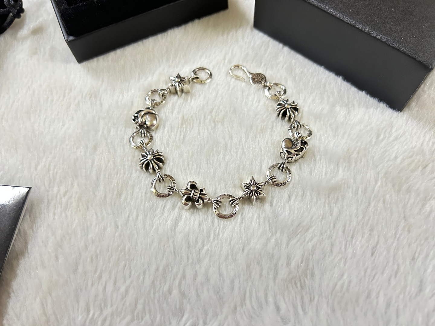 Chrome Hearts chrome herats 克罗心 心形十字花船锚手链 长度：18-20厘米