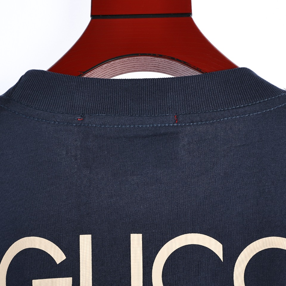 Gucci/古驰23ss秀场限定双G刺绣后背印花字母短袖T恤