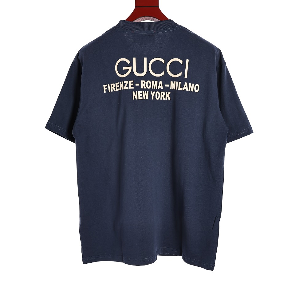 Gucci/古驰23ss秀场限定双G刺绣后背印花字母短袖T恤