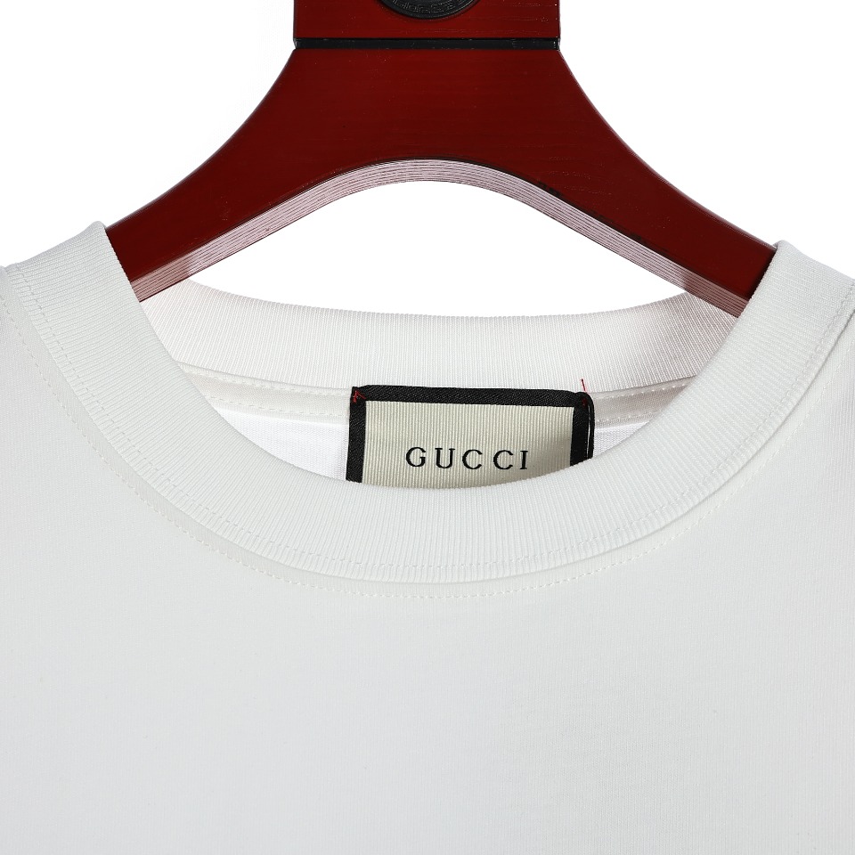 Gucci/古驰23ss秀场限定双G刺绣后背印花字母短袖T恤