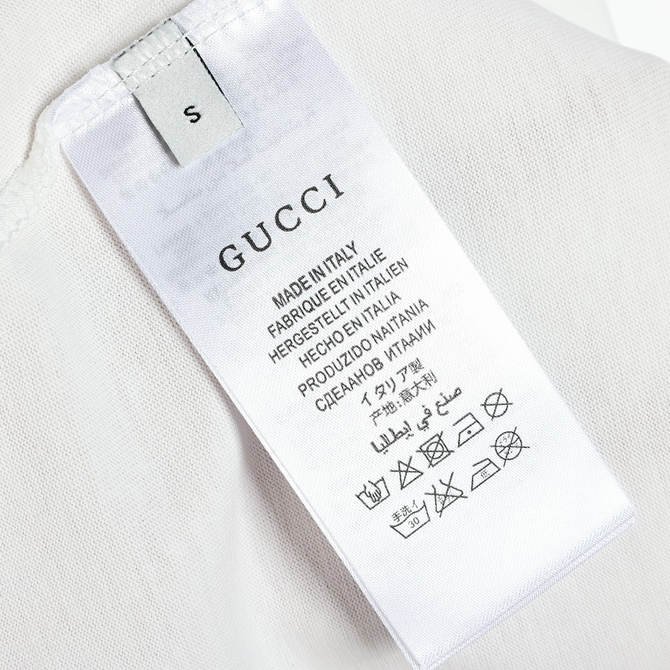 Gucci/古驰23ss秀场限定双G刺绣后背印花字母短袖T恤