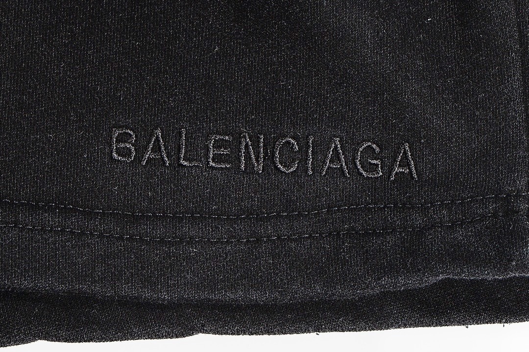 高版本BALENCIGA巴黎世家水洗做旧刺绣小标短裤