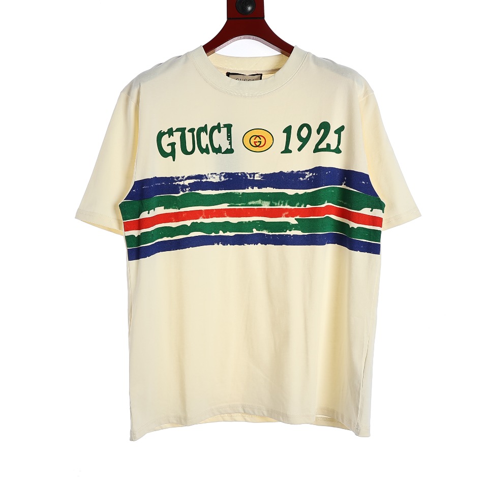 Gucci/古驰限定款1921系列双G手绘涂鸦短袖T恤