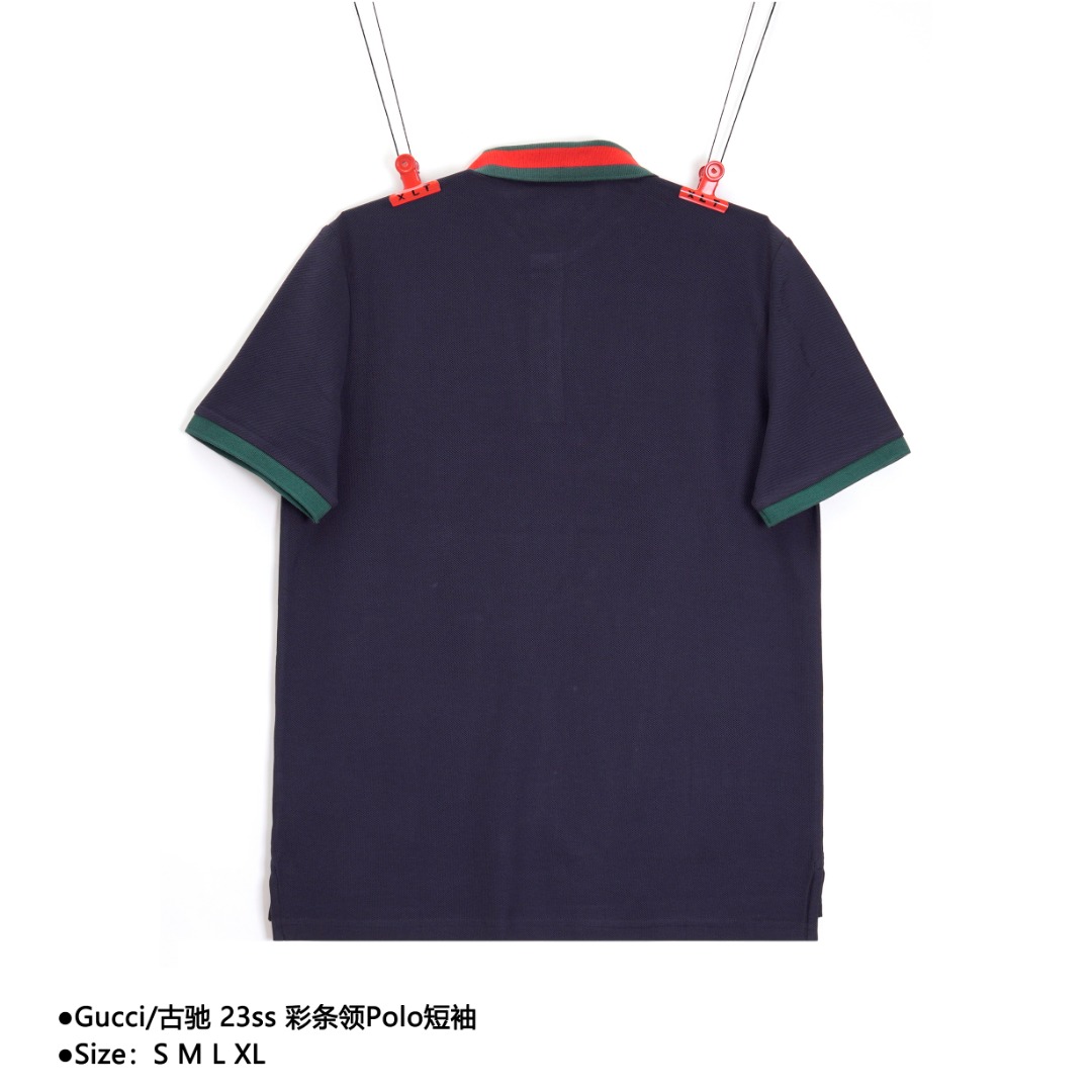 Gucci/古驰 23ss 彩条领Polo短袖 D-56065065017