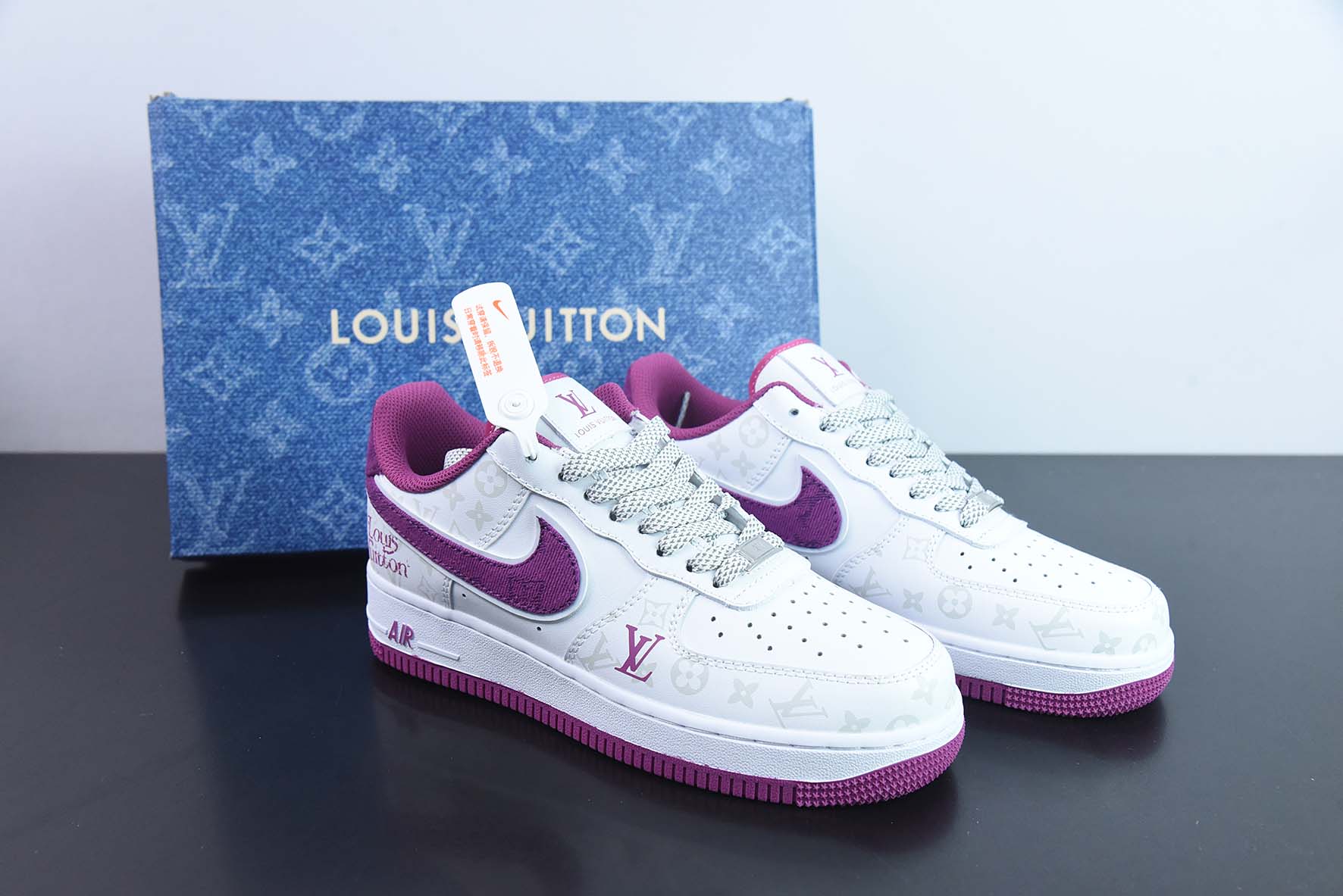 Nike Air Force 1 07 空军一号“皮革白紫牛仔LV老花”低帮运动鞋 货号:CV0670-500