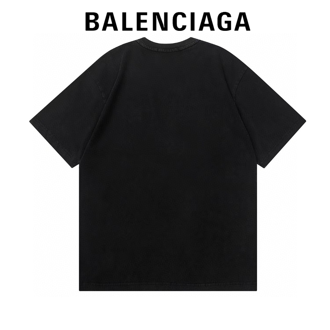 高版本BALENCIGA巴黎世家 镜像反印LOGO水洗做旧短袖