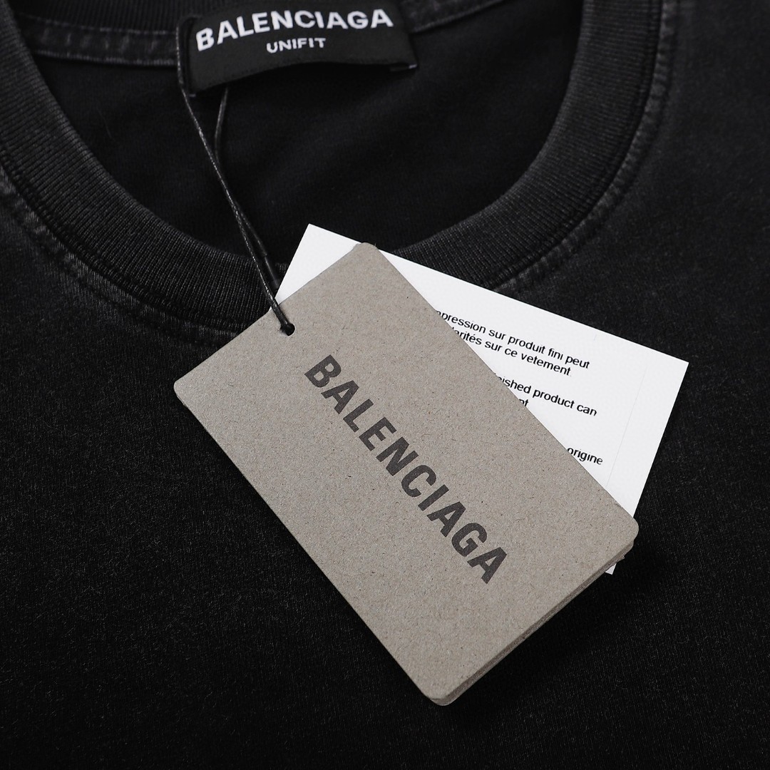 高版本BALENCIGA巴黎世家 镜像反印LOGO水洗做旧短袖