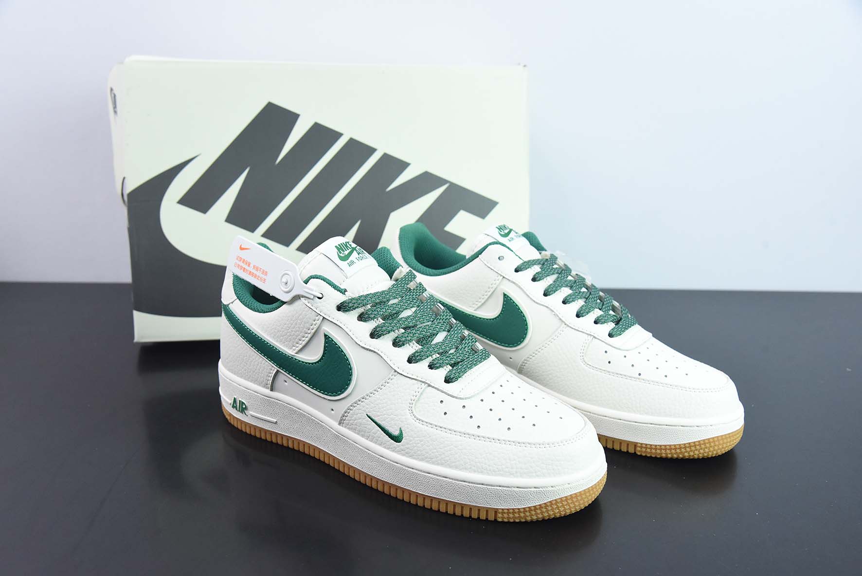 Nike Air Force 1’07 Low"Milky White/Grey/Gum"空军一号经典 “奶白深绿小钩满天星生胶底”货号:HD1689-103