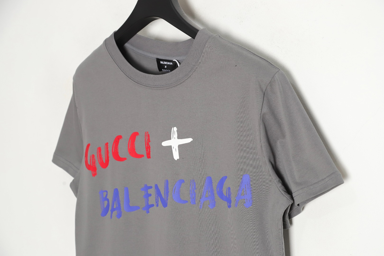 180 GUCCI BALENCIAGA 古驰联名巴黎世家红蓝字母短袖