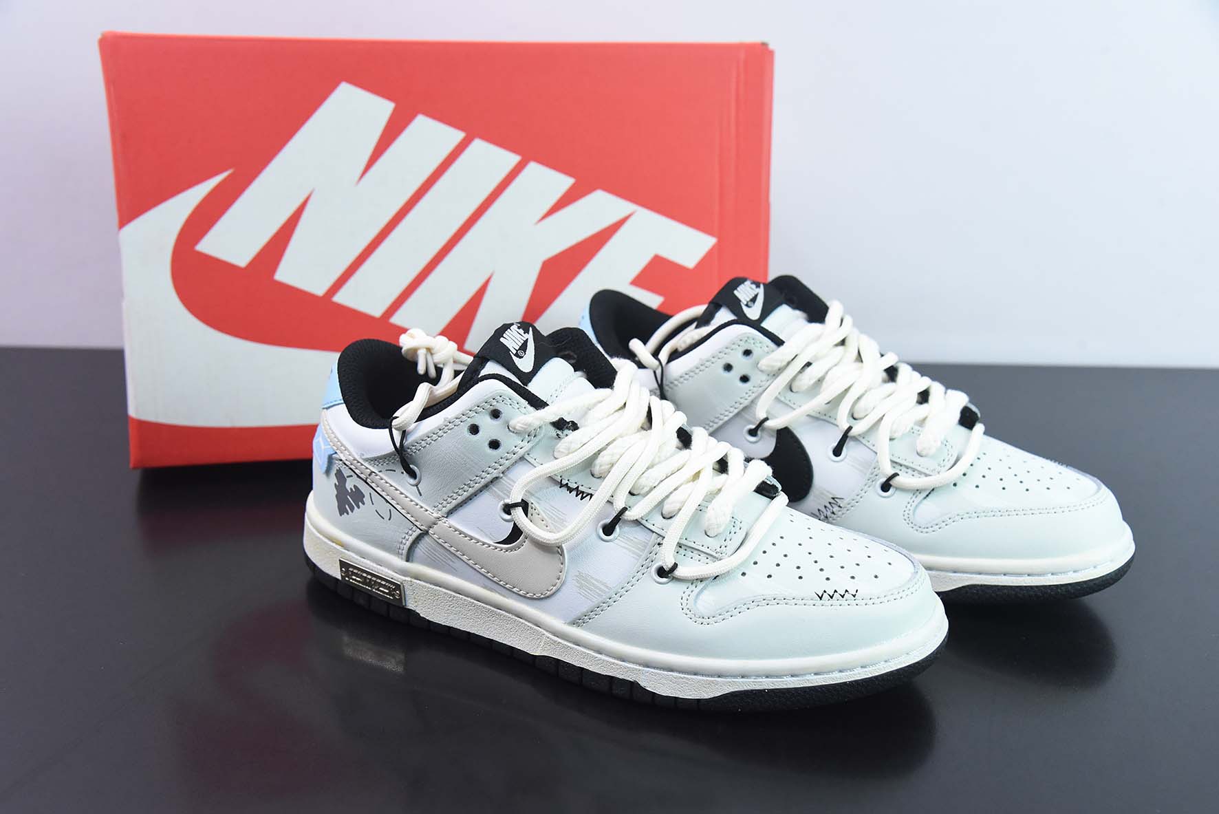 Nike SB Dunk Low  定制绑带 扣篮系列复古低帮休闲运动滑板板鞋