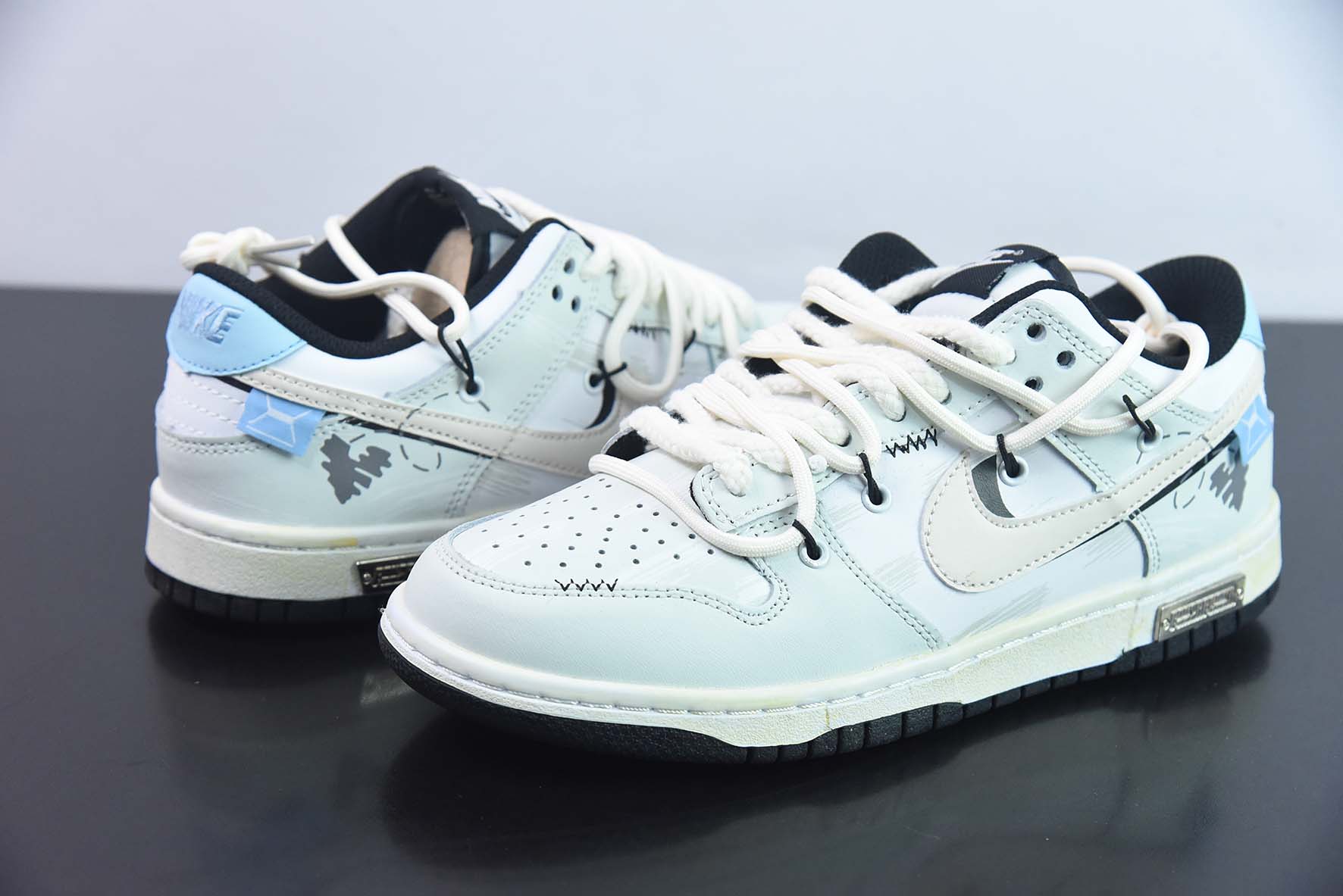 Nike SB Dunk Low  定制绑带 扣篮系列复古低帮休闲运动滑板板鞋