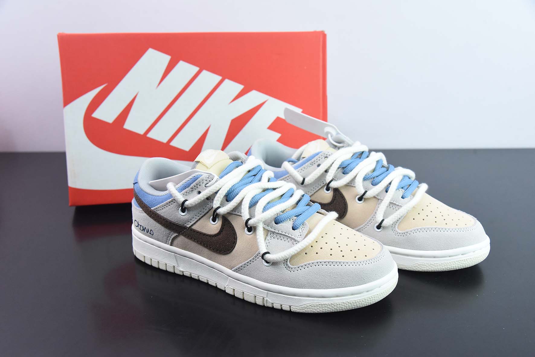 Nike SB Dunk Low  定制绑带 扣篮系列复古低帮休闲运动滑板板鞋