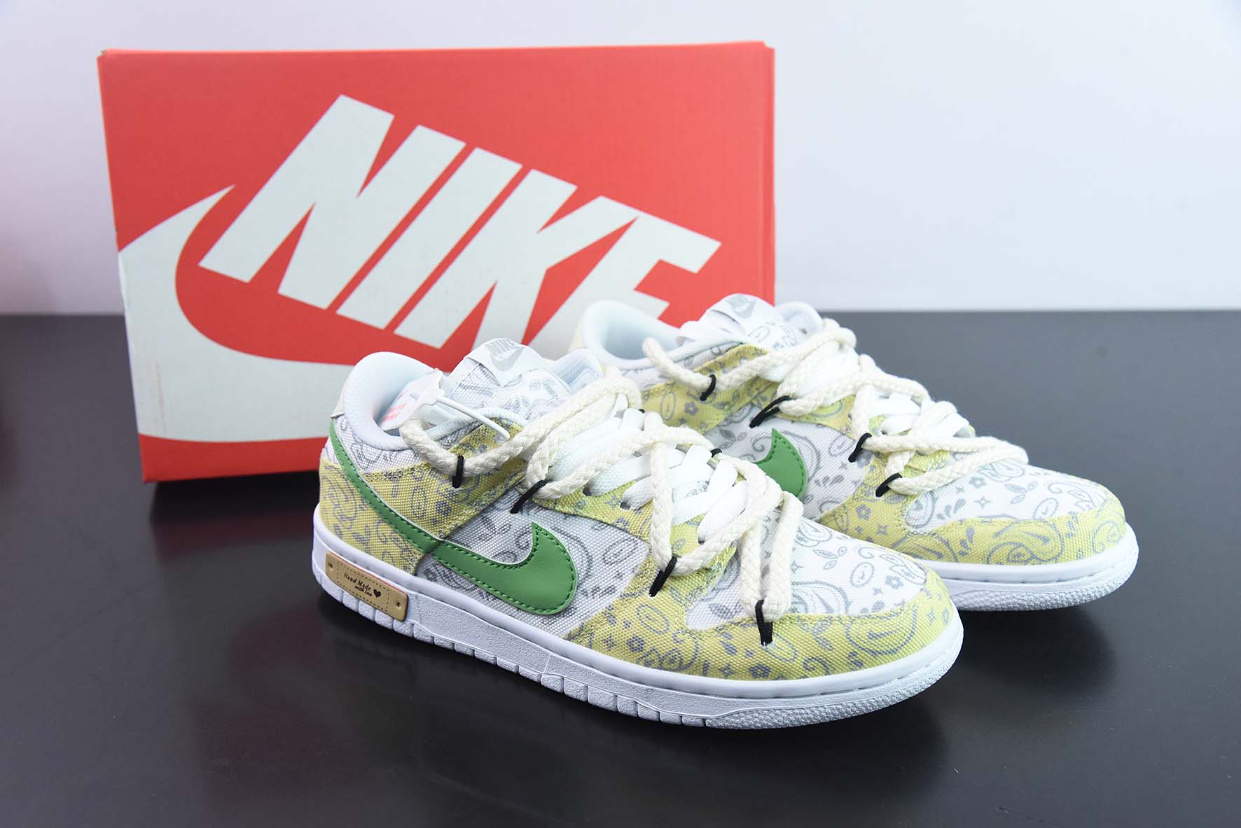 Nike SB Dunk Low  定制绑带 扣篮系列复古低帮休闲运动滑板板鞋
