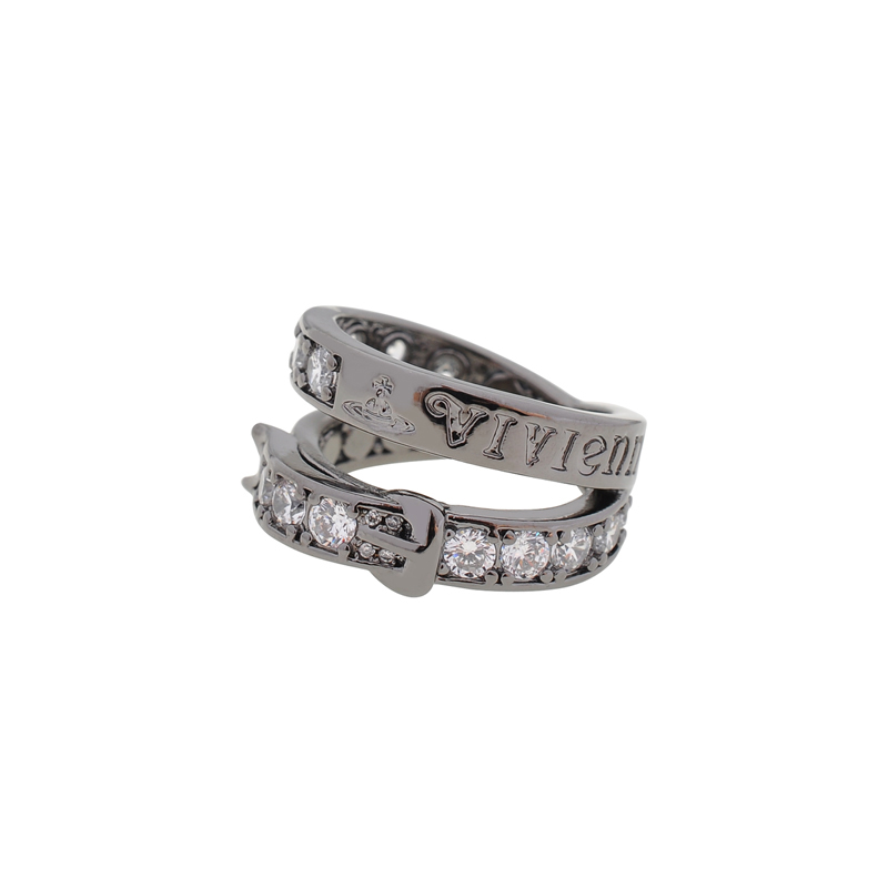 NO:103344,Queen Mother of the Cialis double-ring belt buckle letter ring - black, Queen Mother of the Cialis ring, ring19860909西太后双圈皮带扣字母戒指-黑色,西太后戒指,ring,Jewelry