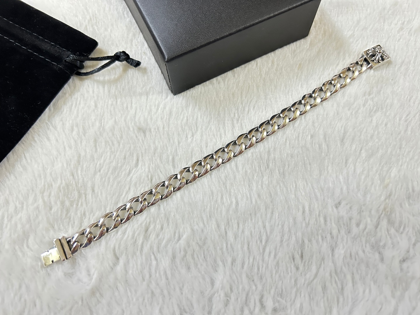 Chrome Hearts herats 克罗心 十字花光板手链 长度：18-20-22厘米