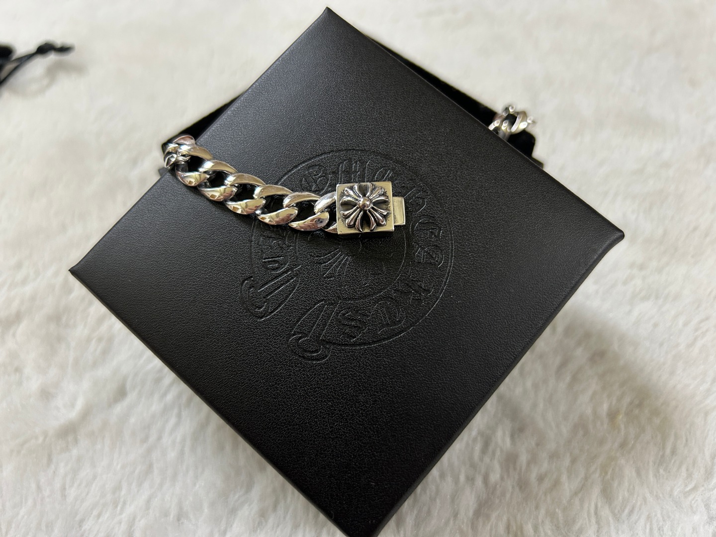 Chrome Hearts herats 克罗心 十字花光板手链 长度：18-20-22厘米