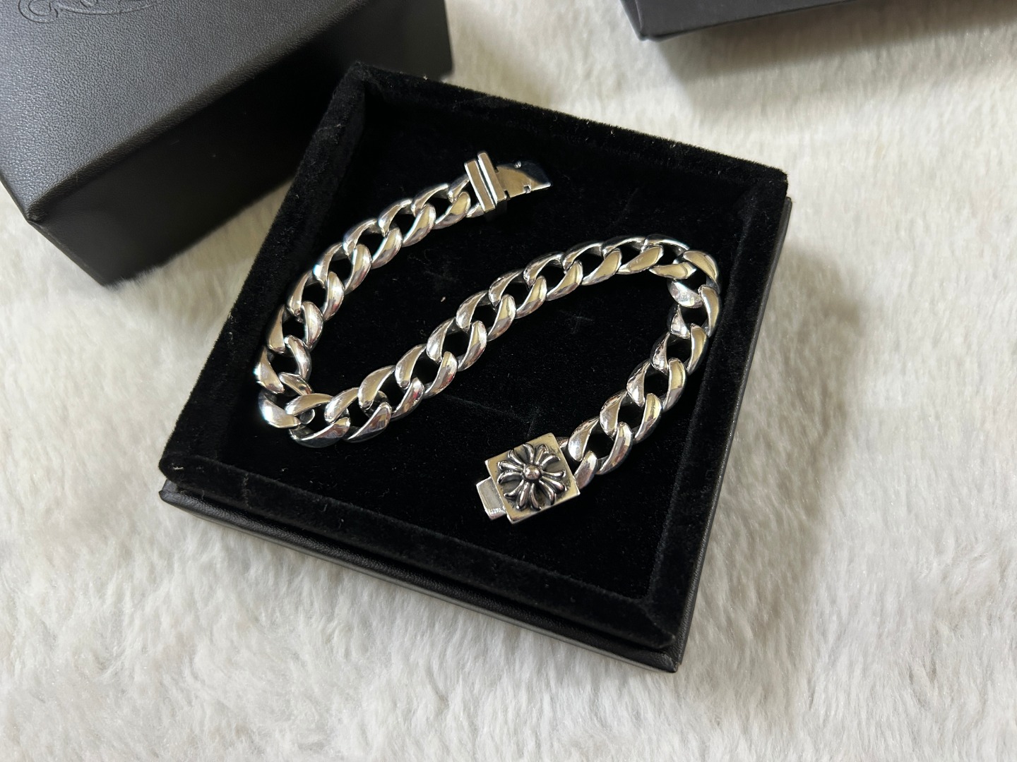 Chrome Hearts herats 克罗心 十字花光板手链 长度：18-20-22厘米